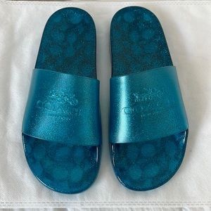 New Coach Ulyssa Slide Sandals Teal Color Size 8